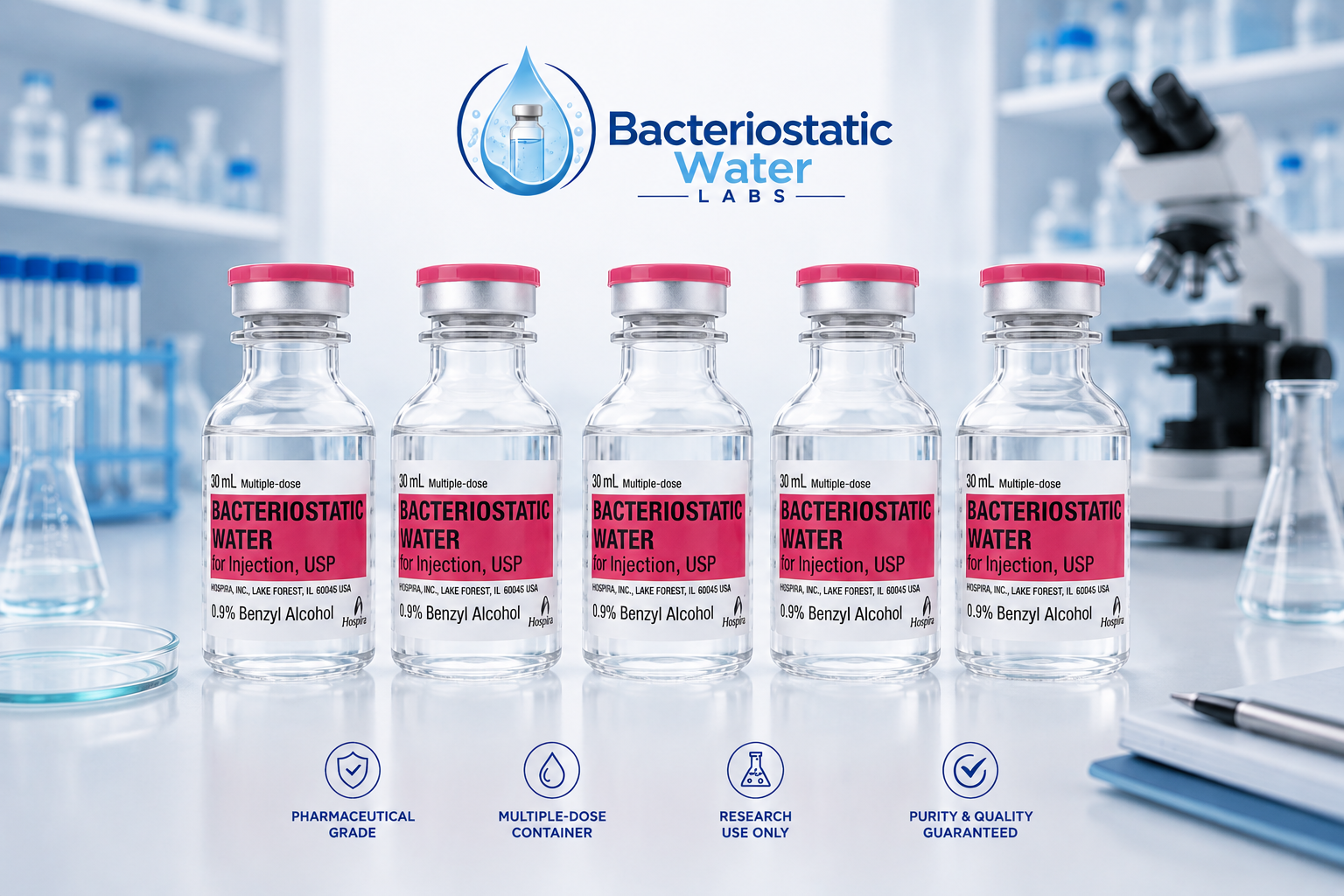 bac water 30 ml Hospira® Brand 30ml Bacteriostatic for Injection x 5 Pack only or Rx only Vitamin B complex deficiency Pack Size:10 Pack B12 Shots In Reno,
